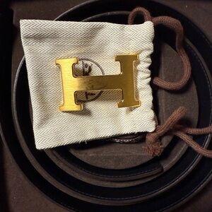 Hermes Constance H Belt and Buckle Women/Men Brown/Black reversable Authentic